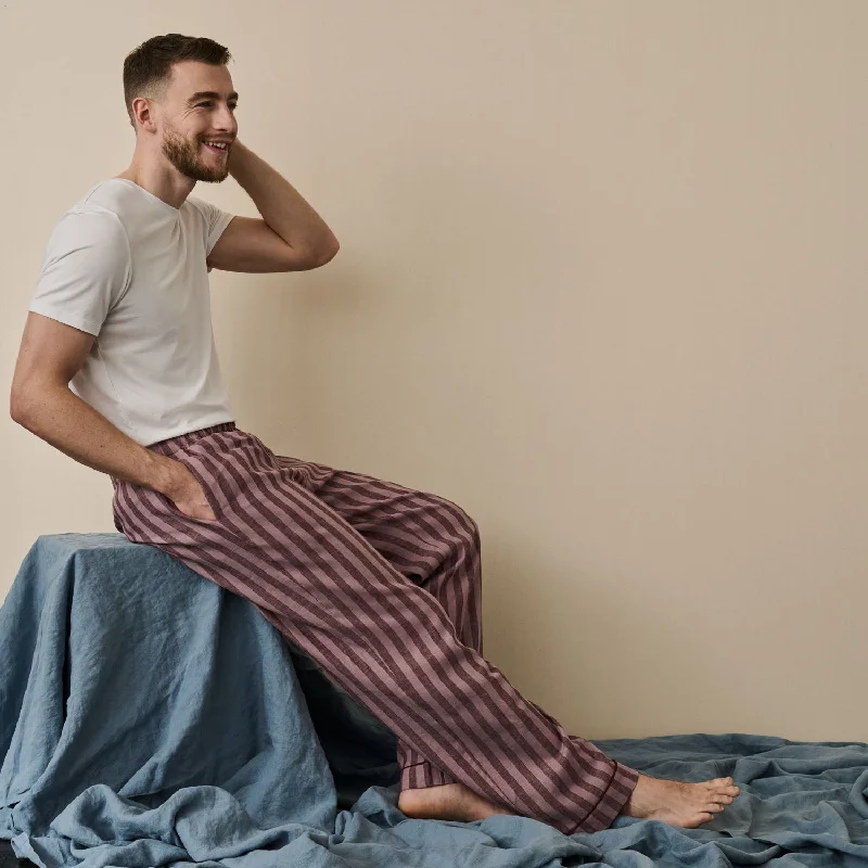 Men's Port & Woodrose Striped Linen Pajama Pants