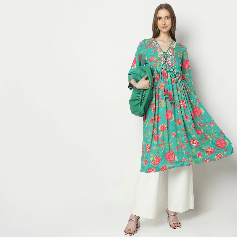 Flare Fit Printed Kurta