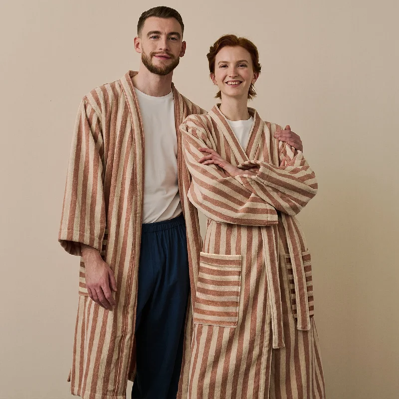 Sand Shell Pembroke Stripe Cotton Robe