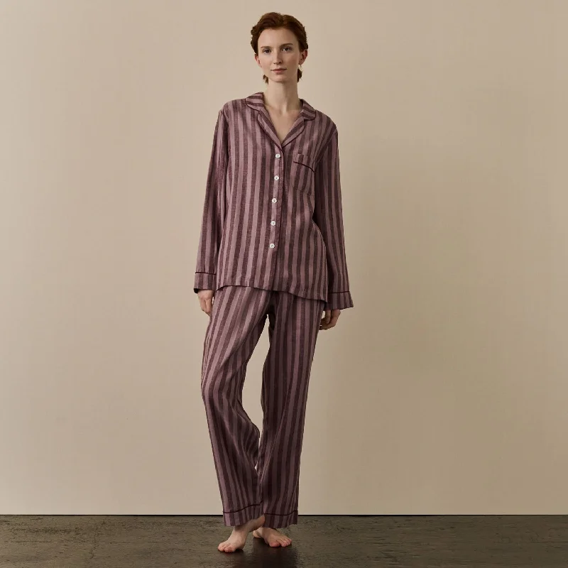 Port & Woodrose Striped Linen Pajama Set