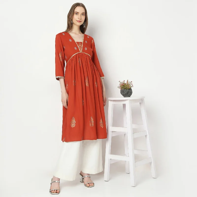 Flare Fit Printed Kurta