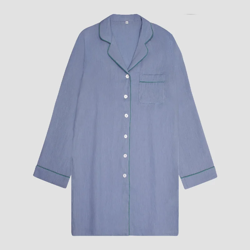 Wave Blue Linen Night Shirt