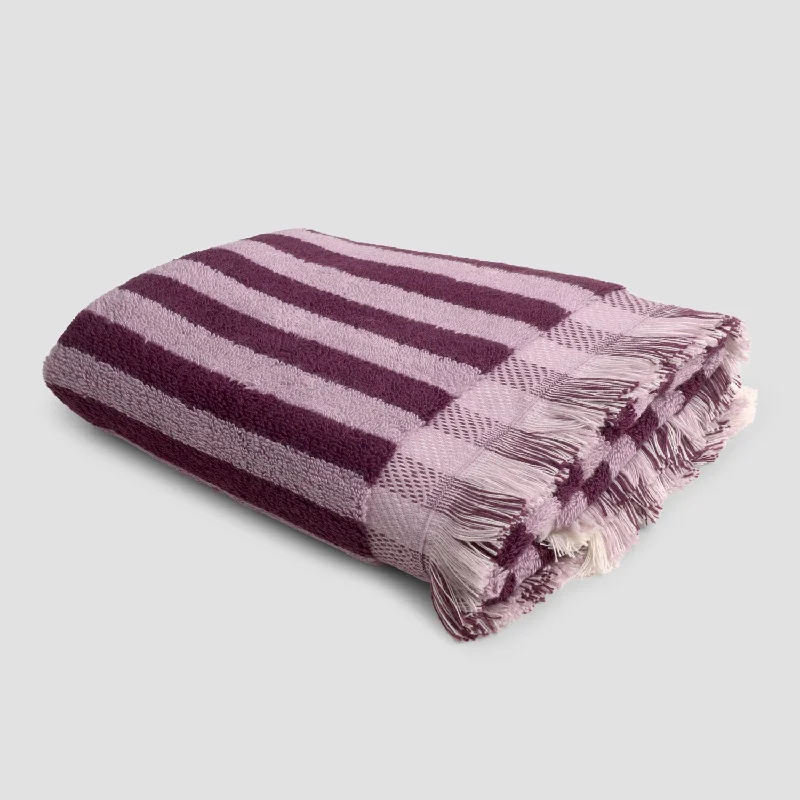 Berry Mauve Pembroke Stripe Cotton Hand Towel