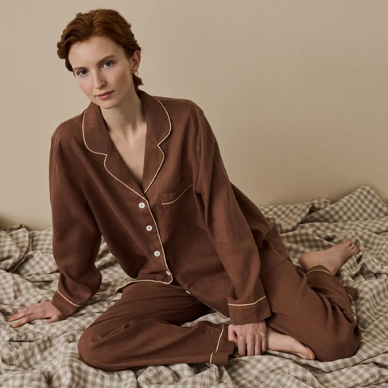 Barley Brown Linen Pajama Set