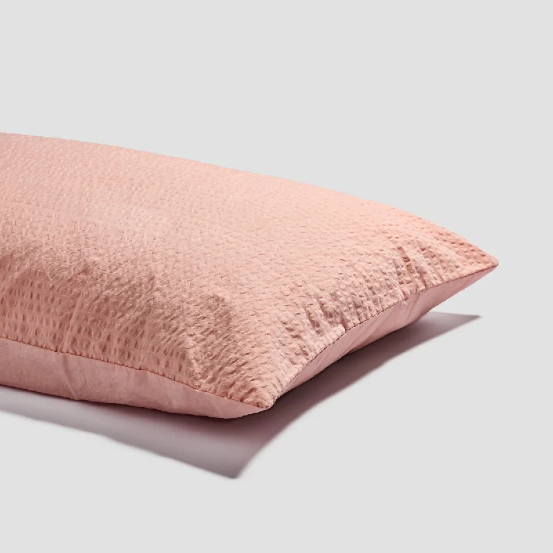 Salt Pink Seersucker Cotton Pillowcases (Pair)