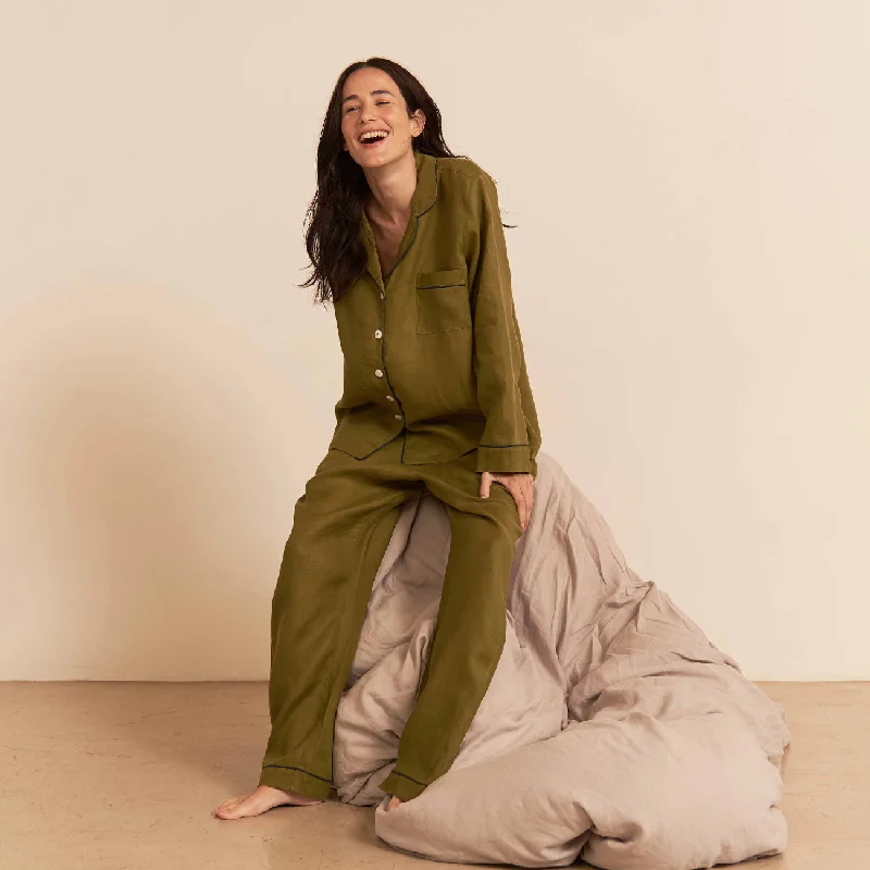 Moss Linen Pajama Set