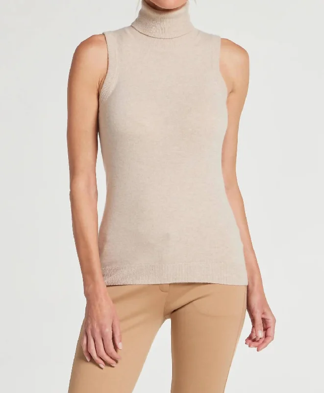 Nicolette Sleeveless Cashmere Top In Oatmeal