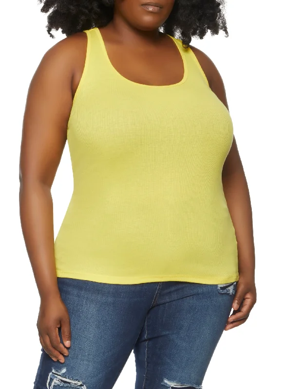 Plus Size Ribbed Knit Tank Top