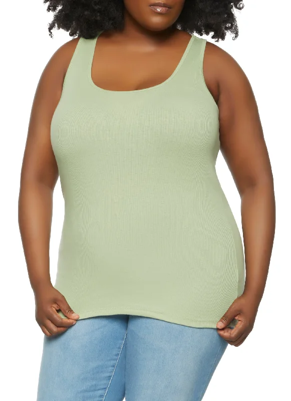 Plus Size Ribbed Knit Tank Top