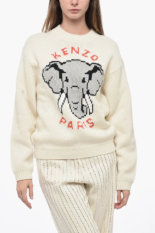 Kenzo Crew Neck PIXEL Wool Blend Pullover