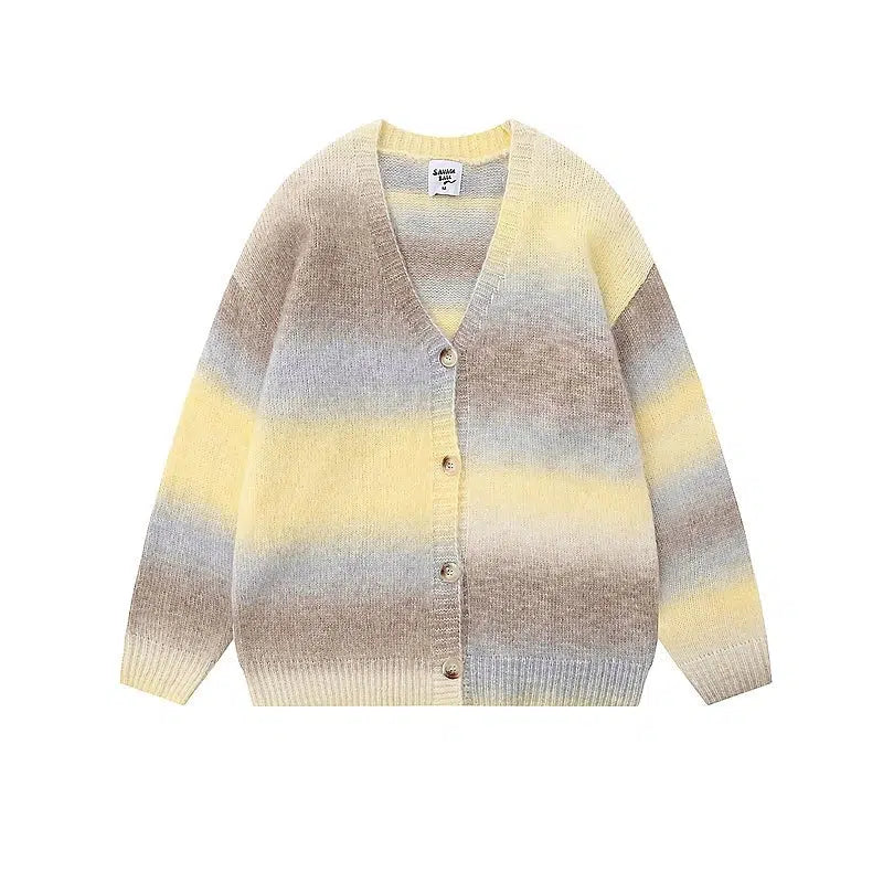 Cozy Gradient Button-Up Knit Cardigan