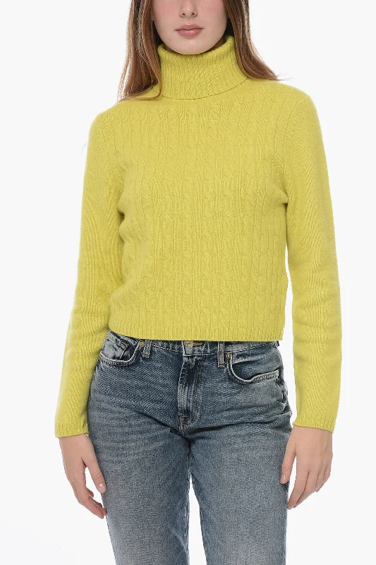 Allude Cable Knit Cashmere Turtleneck Sweater