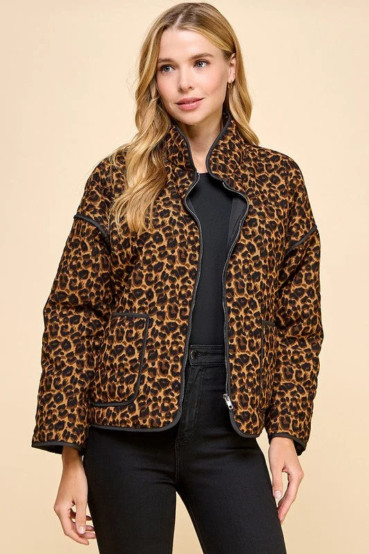 Wild Side Cheetah Print Zip Up Jacket