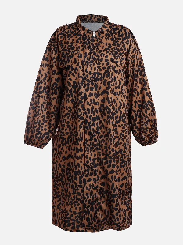 Leopard Print Windbreaker Coat