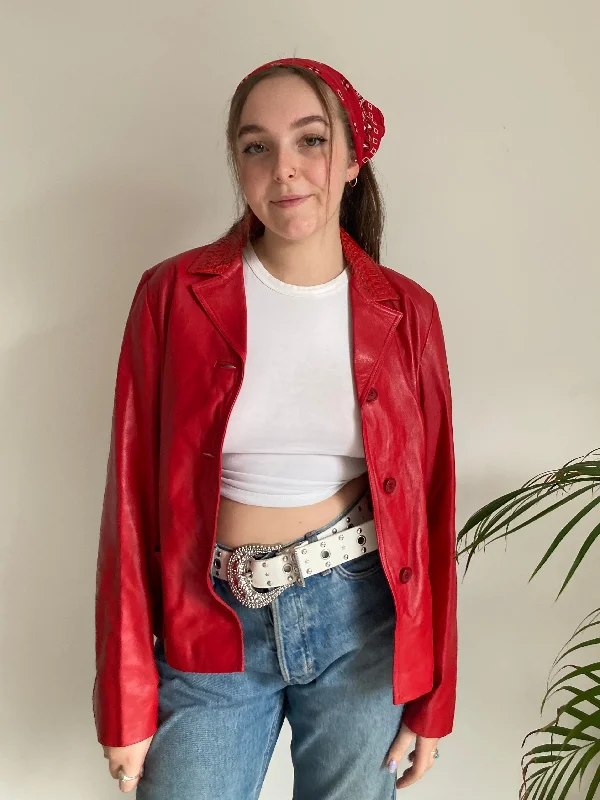 Red Leather Blazer (S-M)