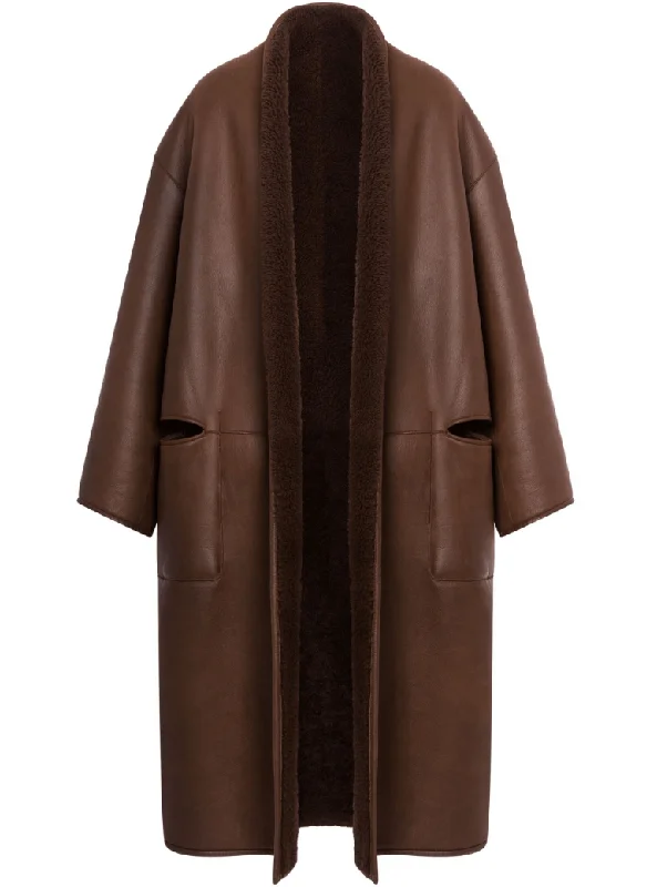 reversible long coat in brown