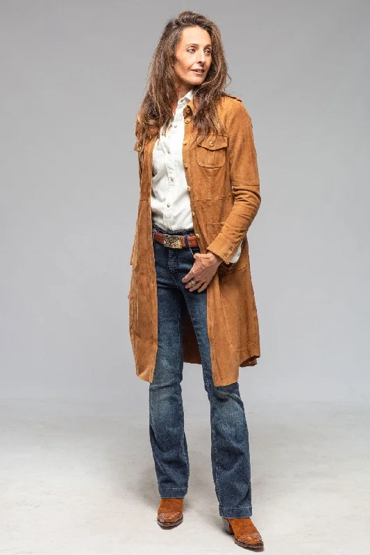 Savannah Long Leather Tunic In Tobacco