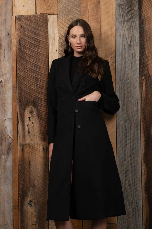 Save You Double Breasted Longline Notched Coat