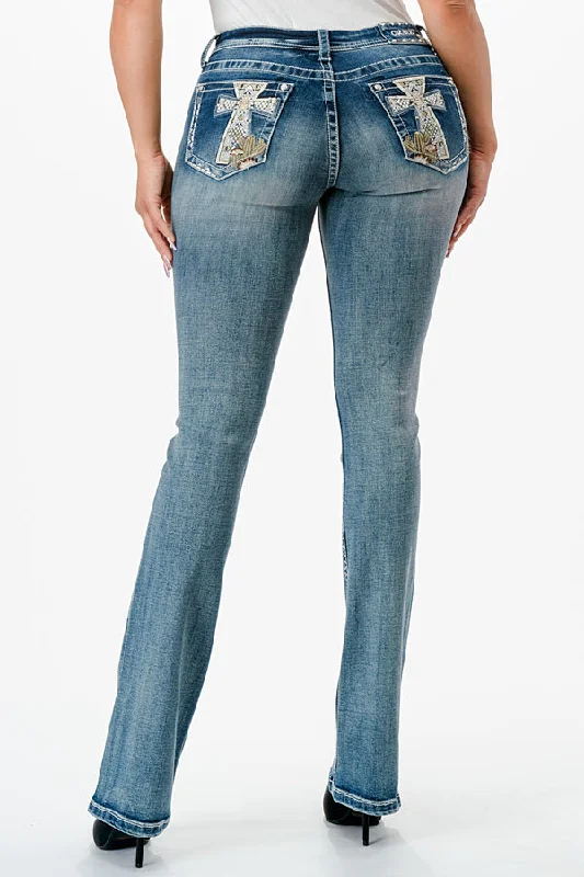 Cross /Cactus Embellished Jeans