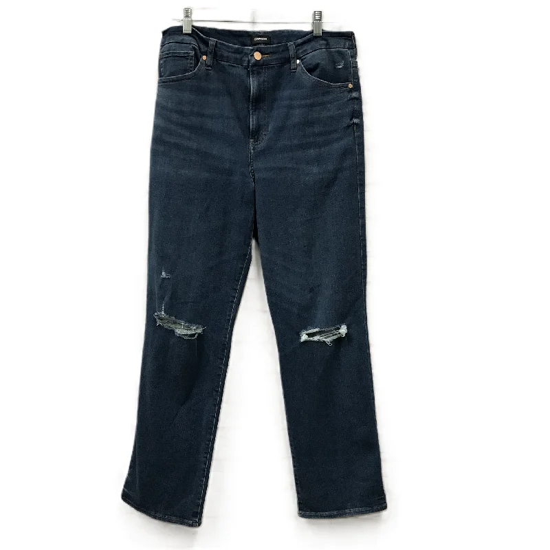 Jeans Straight By Express In Blue Denim, Size: 14