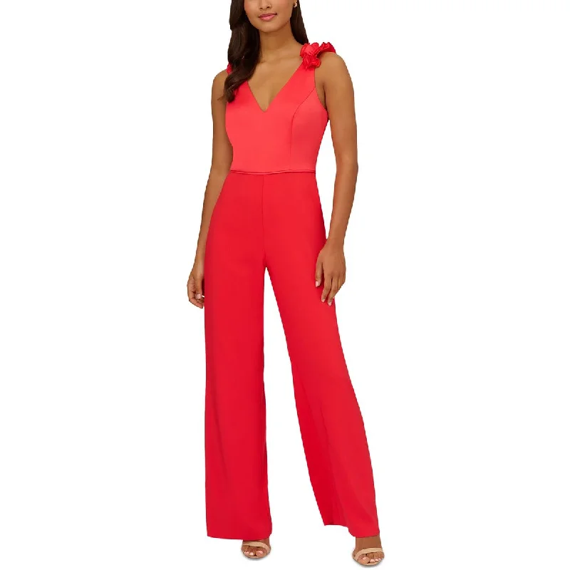 Adrianna Papell Womens Satin Sleeveless Jumpsuit