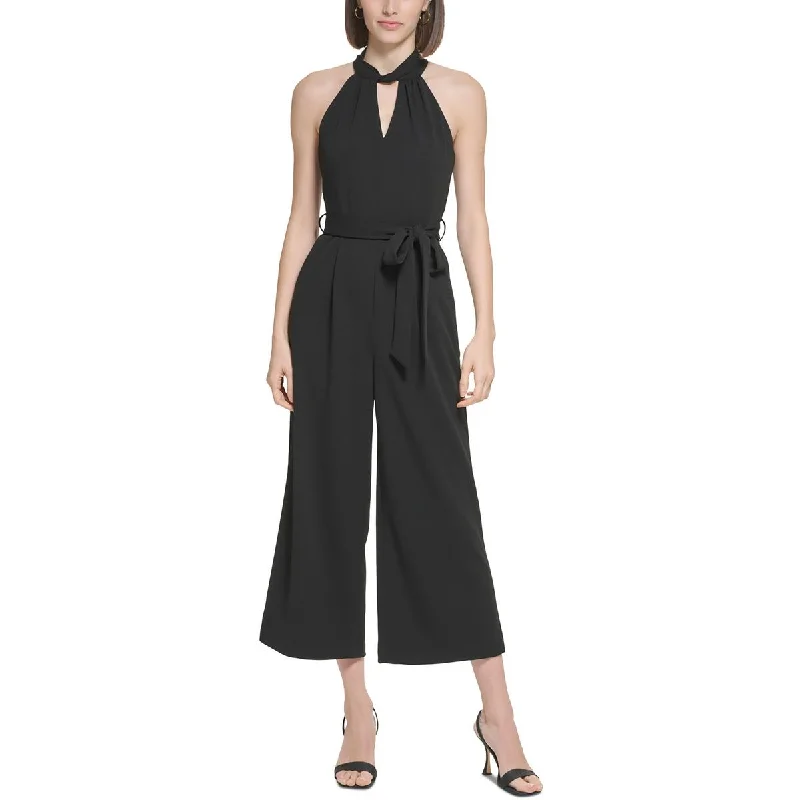 Calvin Klein Womens Petites Keyhole Neckline Cropped Jumpsuit