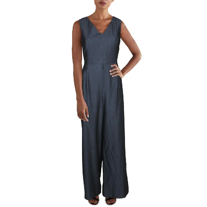 Calvin Klein Womens V Neck Open Back Jumpsuit