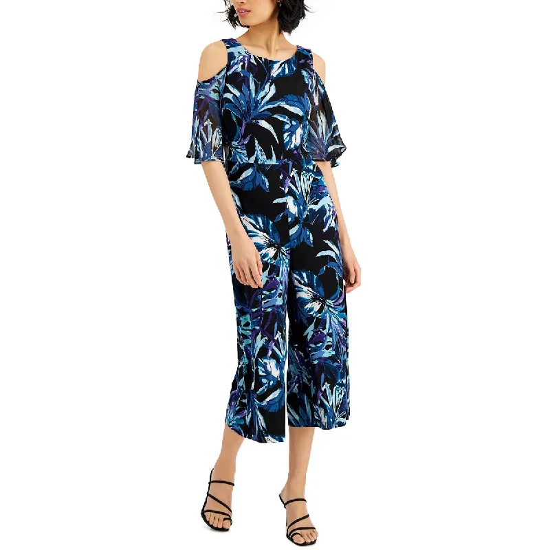 Connected Apparel Womens Printed Wide-Leg Jumpsuit