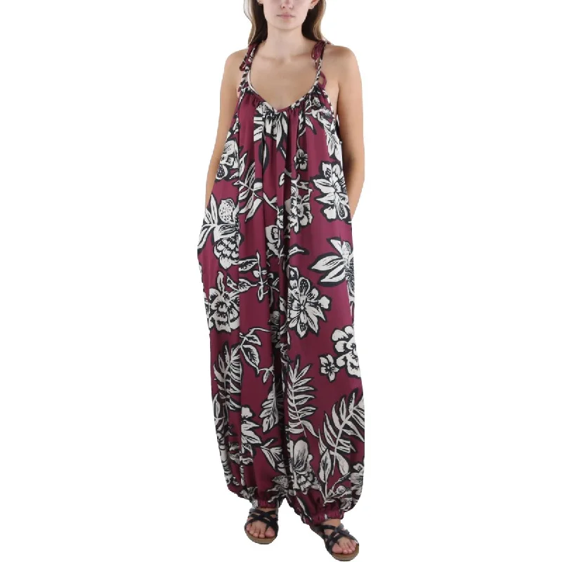 CQ by CQ Womens Floral Scoop Neck Jumpsuit