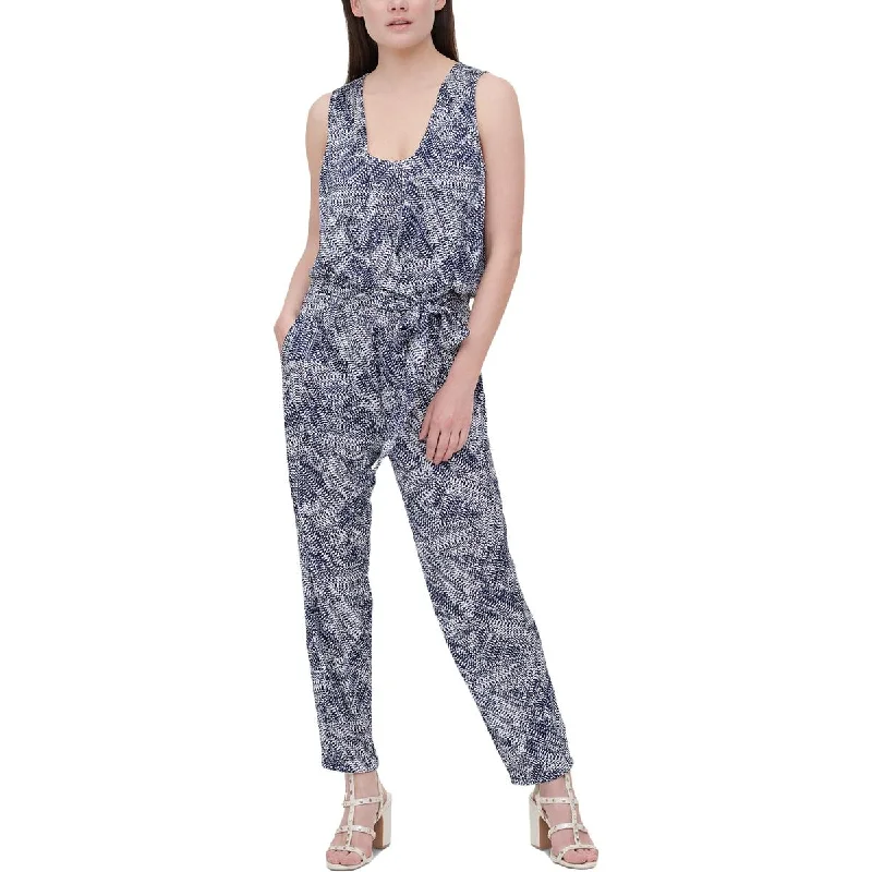 DKNY Womens Printed Surplice Jumpsuit