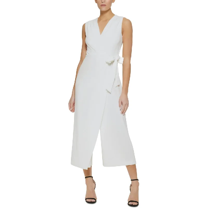 DKNY Womens Surplice Cropped Jumpsuit