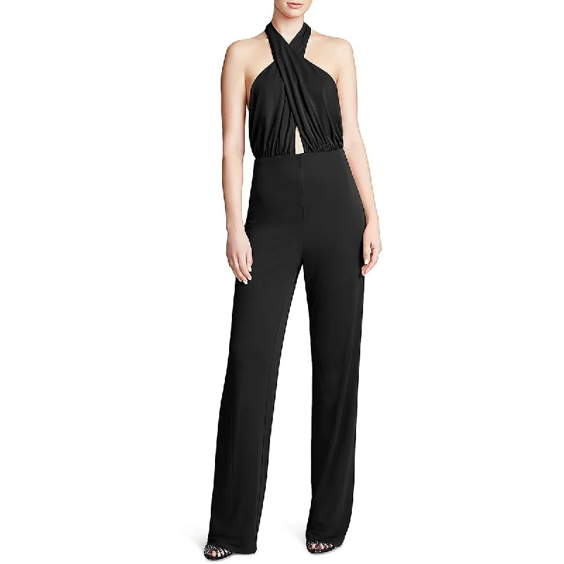 Halston Womens Kaiya Halter Open Back Jumpsuit