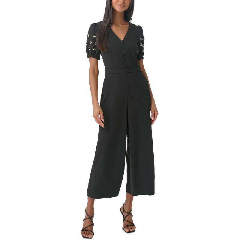 Karl Lagerfeld Paris Womens Embellished Scuba Jumpsuit