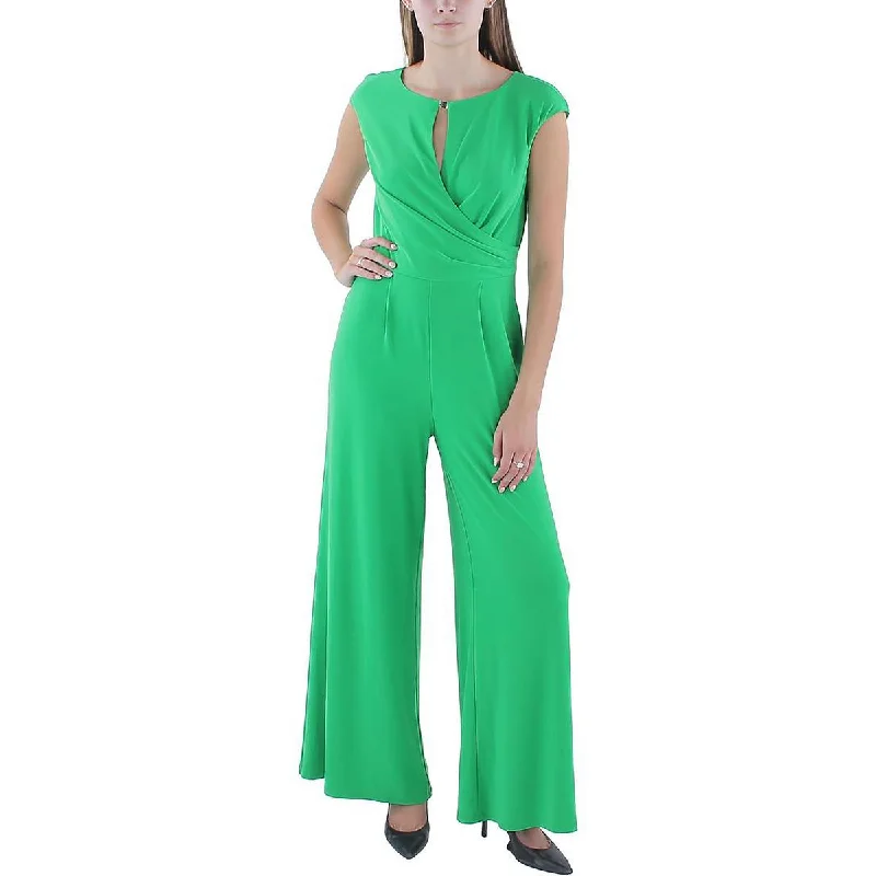 Kasper Womens Faux Wrap Wide Leg Jumpsuit