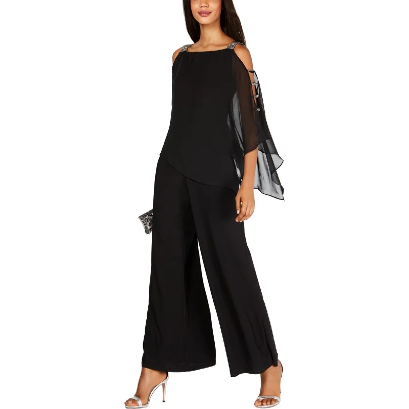 MSK Womens Juniors Embellished Poncho Sleeve Jumpsuit