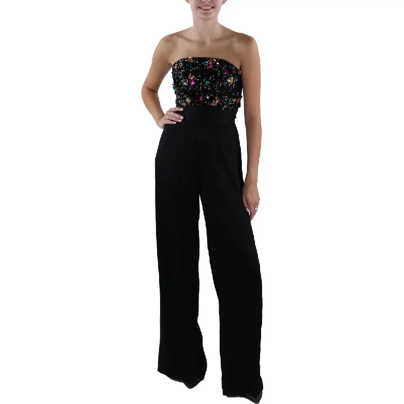 Ramy Brook Womens Johanna Sequined Strapless Jumpsuit