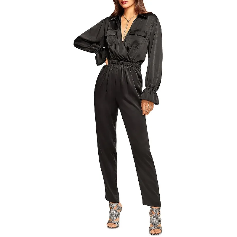 Ramy Brook Womens Josephine Satin Long Sleeves Jumpsuit