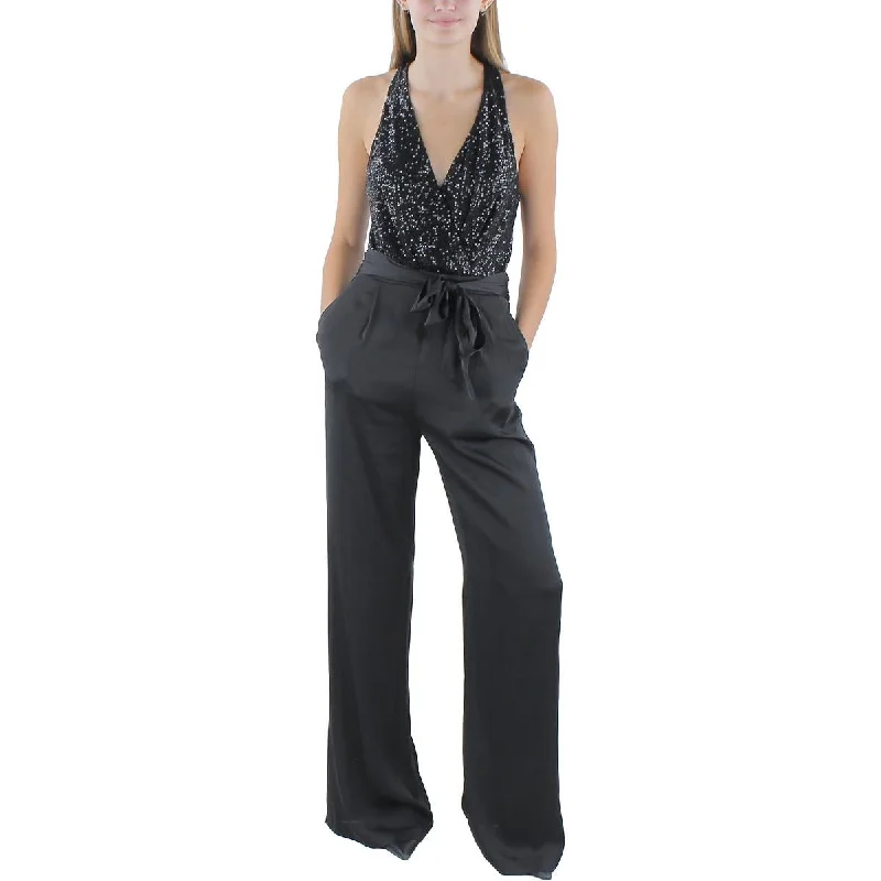 Ramy Brook Womens Rebekah Silk Tie Front Jumpsuit