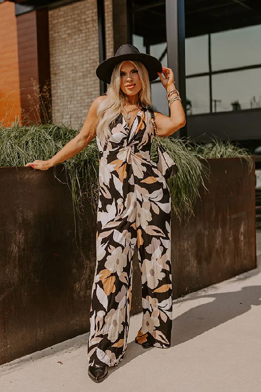 Sweetest Gesture Floral Jumpsuit in Black Curves