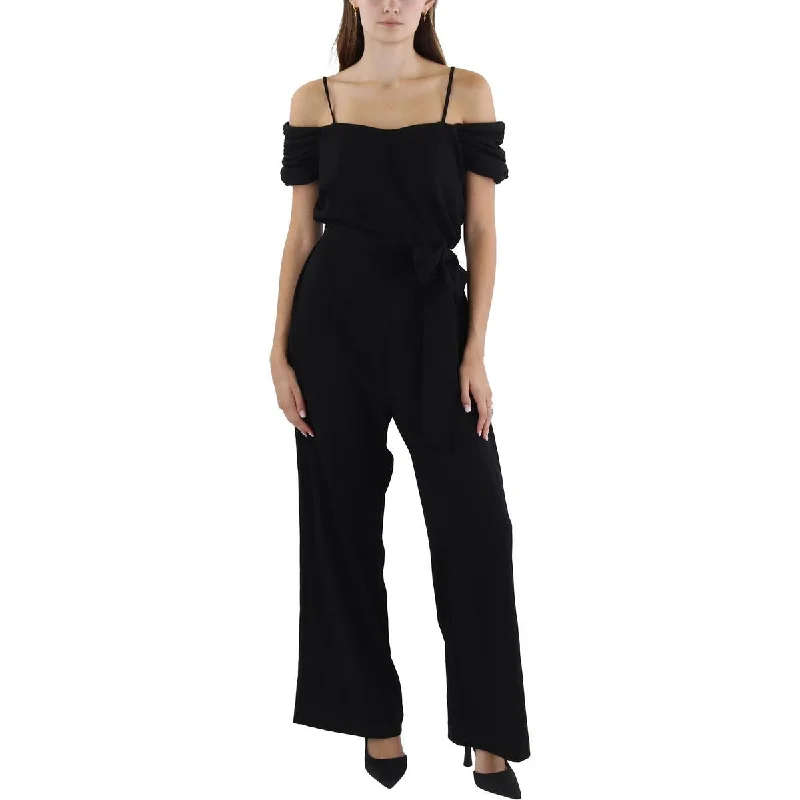 Tahari ASL Womens Wide Leg Off The Shoulder Jumpsuit