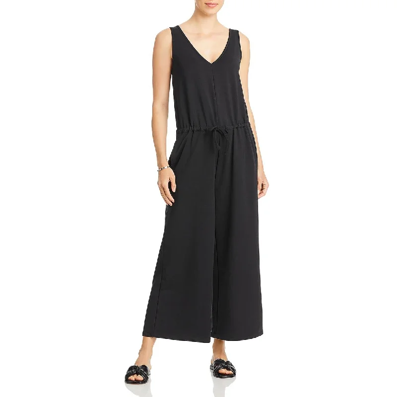 Three Dots Womens V Neck Sleeveless Jumpsuit