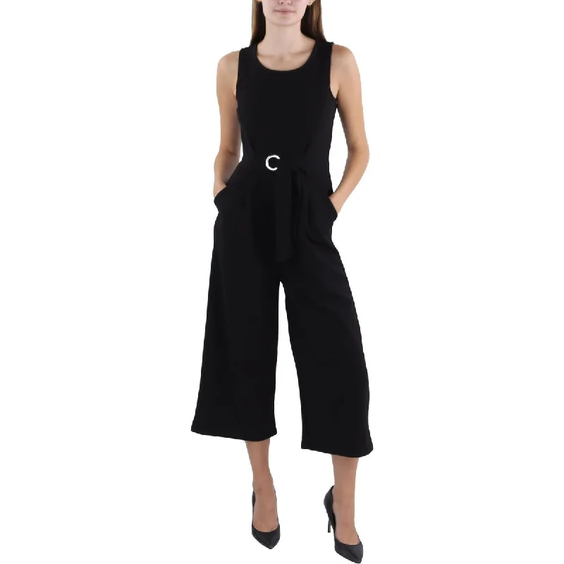 Tommy Hilfiger Womens Belted Wide Leg Jumpsuit