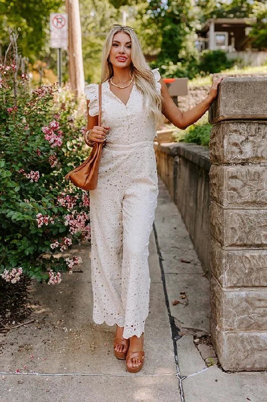 Under The Tucson Sun Crochet Jumpsuit in Ivory