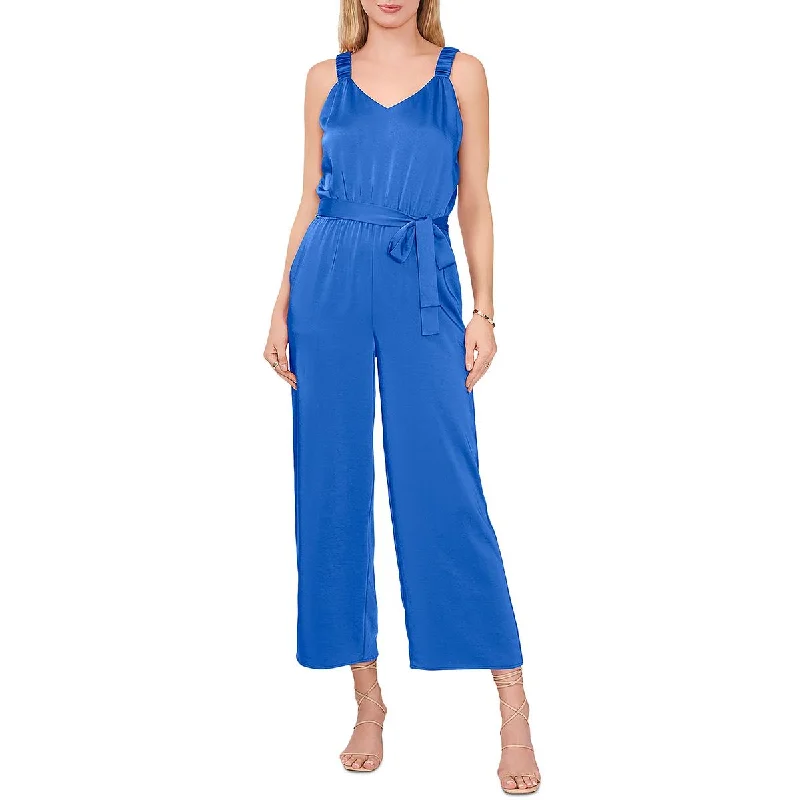 Vince Camuto Womens Satin Cropped Jumpsuit