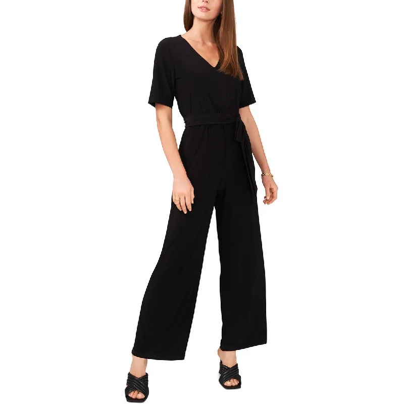 Vince Camuto Womens Knit V-Neck Jumpsuit