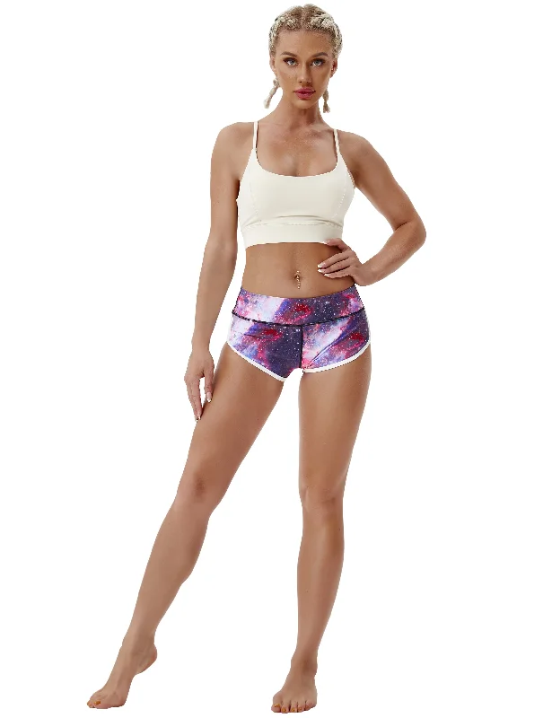 Printed Booty Yoga Shorts galaxy