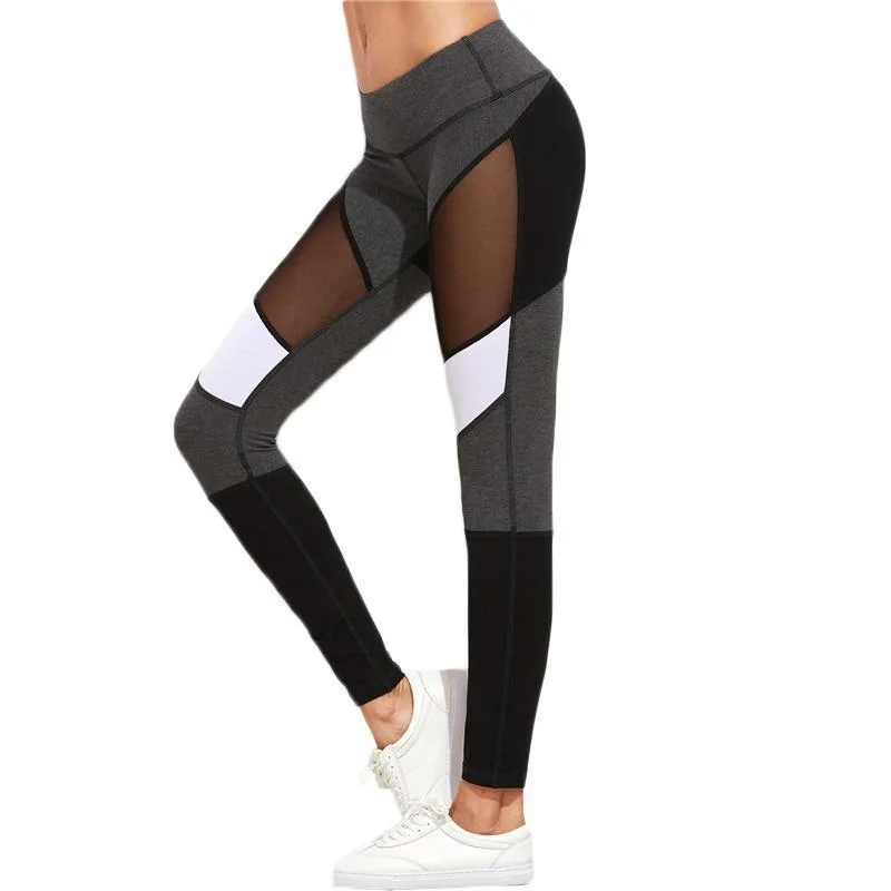 Casual Women Fitness Color Block Autumn Winter Workout Pants Leggings