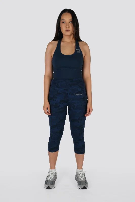 Combat Camo 7/8 Highwaisted Leggings - Aegean Blue