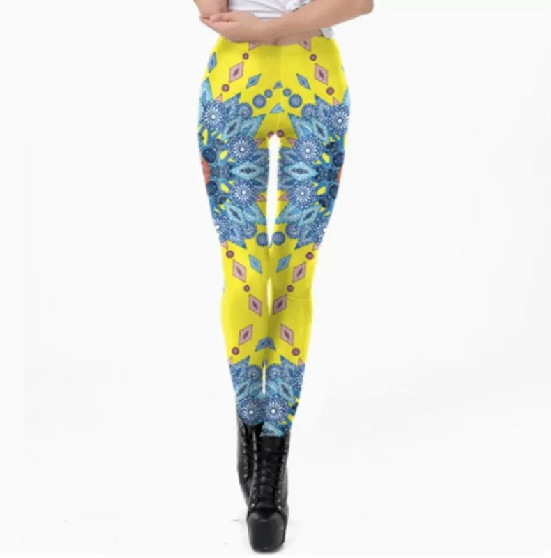 European And American Thin Leggings Women Wear Digital Printed Trousers