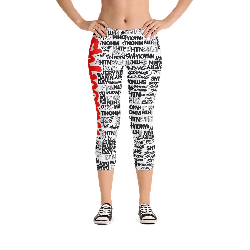 SHTNONM - CAPRI LEGGINGS (WHITE/RED)